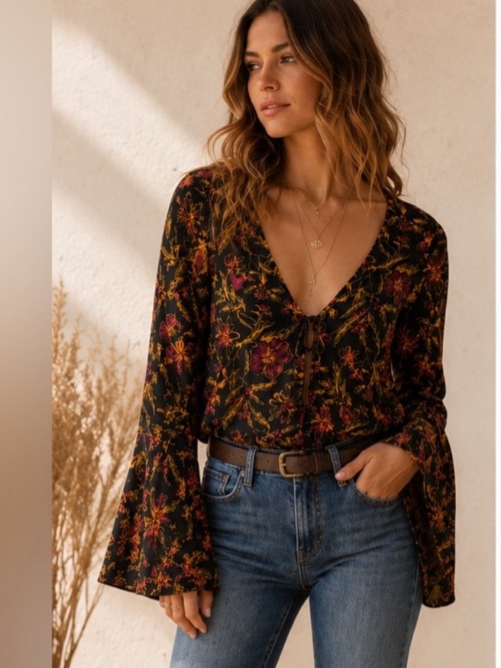 Free People Martini Bell Sleeve Top